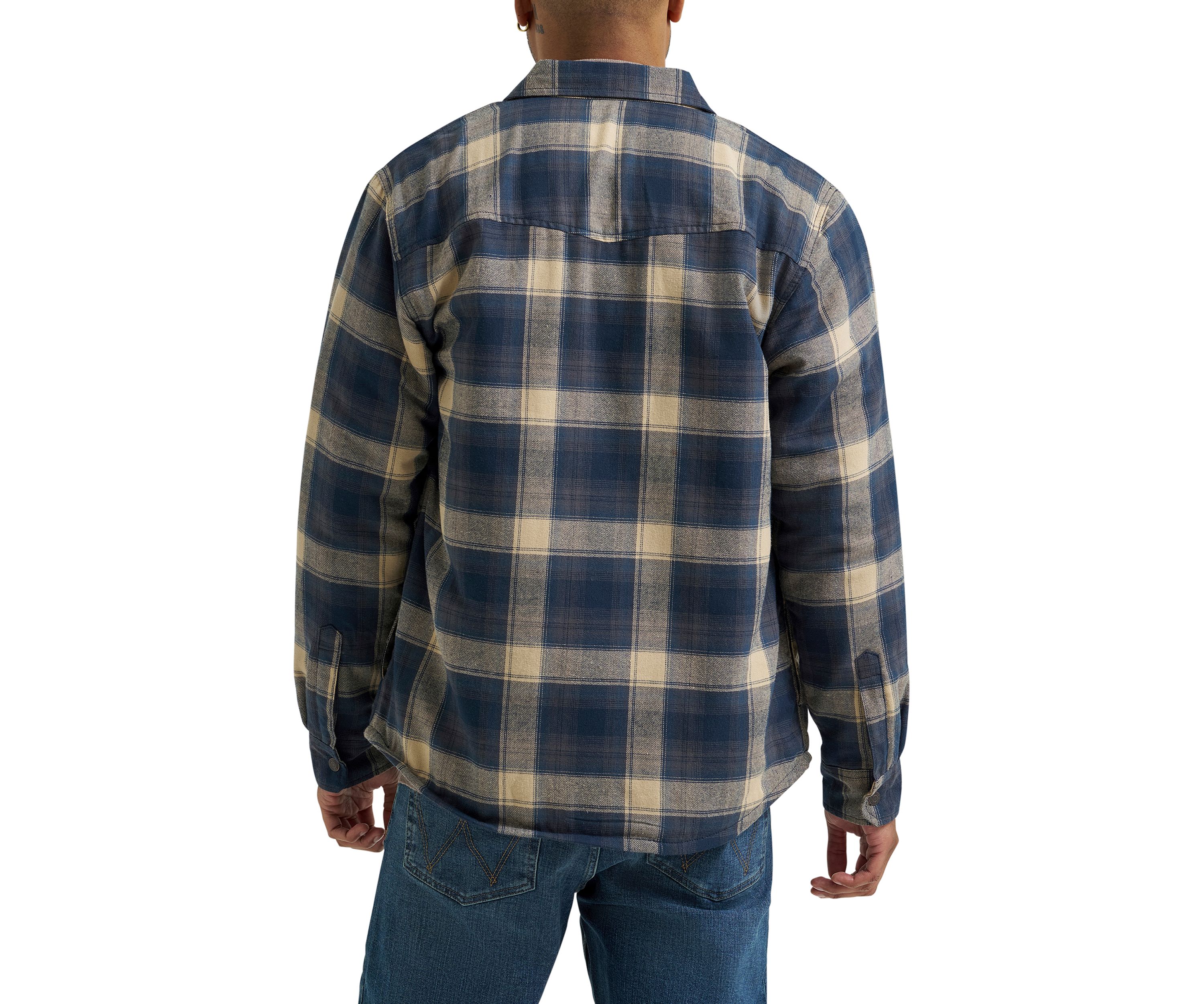 Mens Plaid Printed Sherpa Lined Flannel Shirt