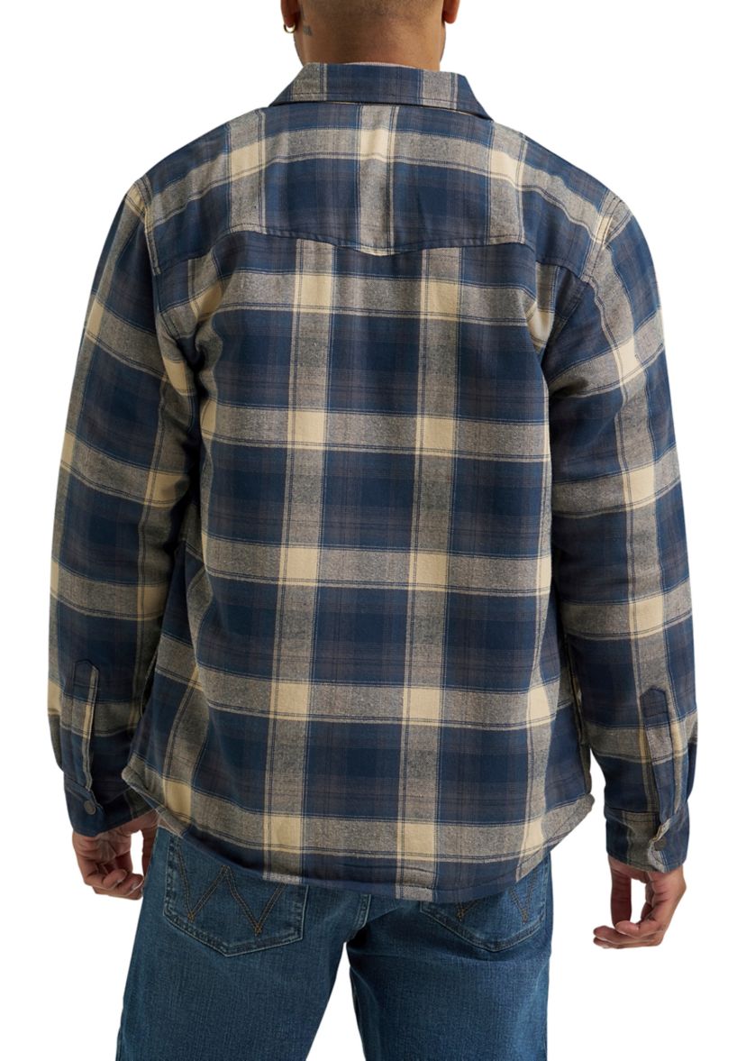 Mens Plaid Printed Sherpa Lined Flannel Shirt