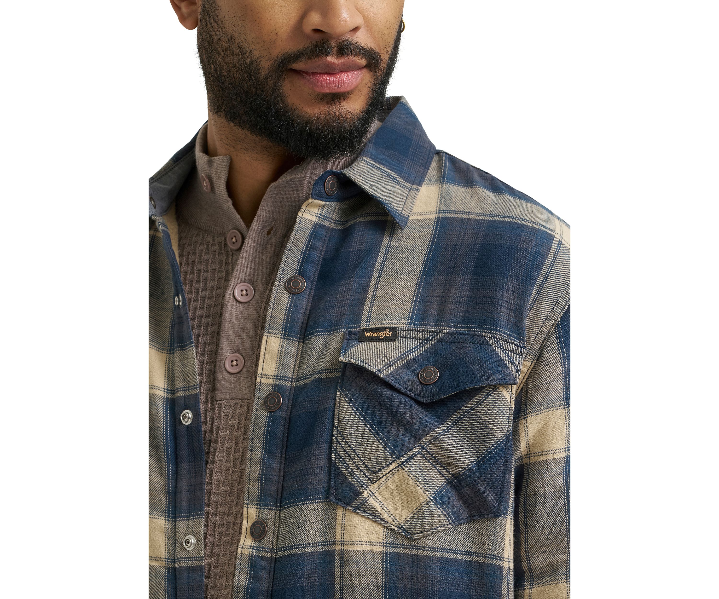 Mens Plaid Printed Sherpa Lined Flannel Shirt