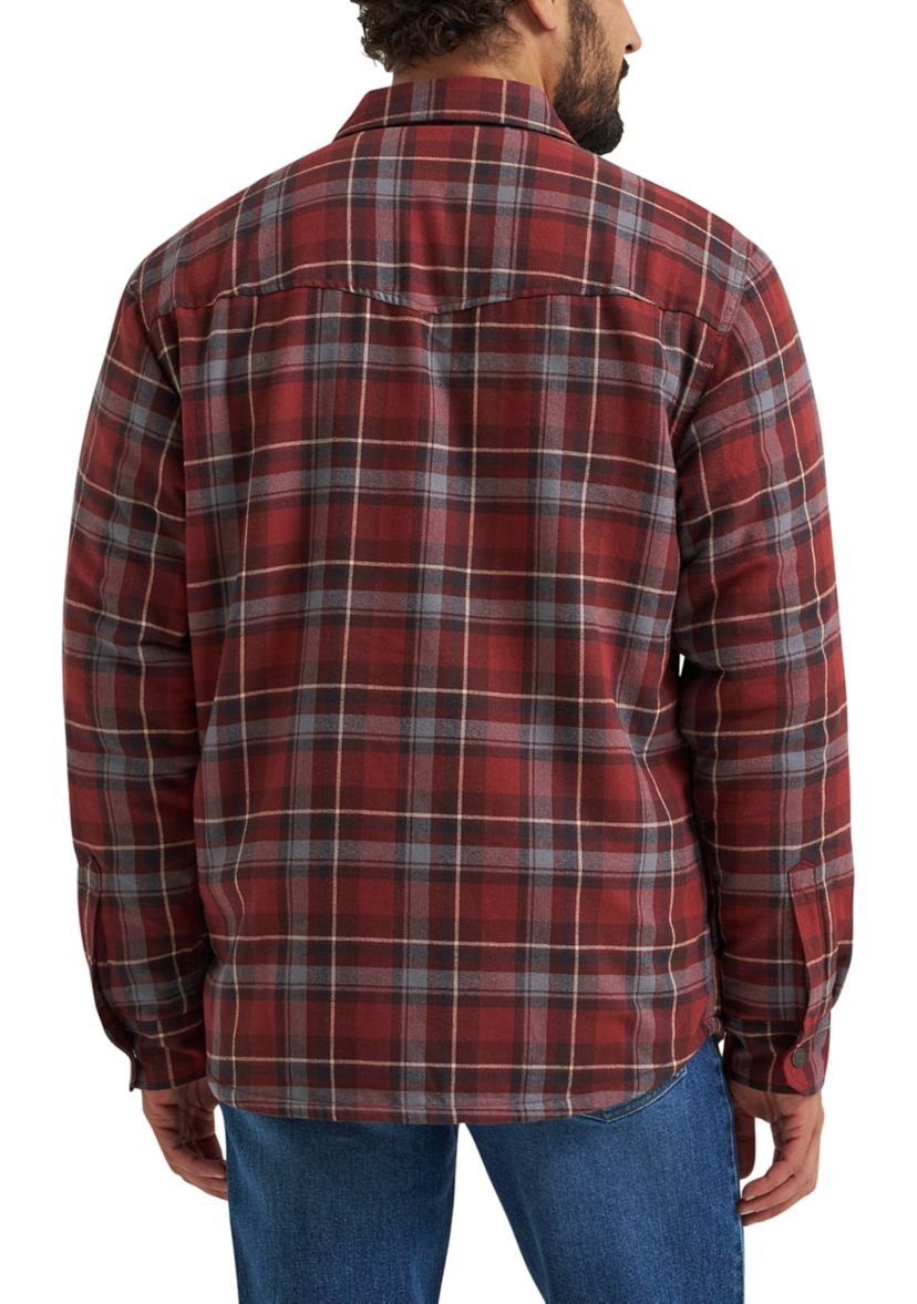 Mens Sherpa Lined Plaid Printed Shirt