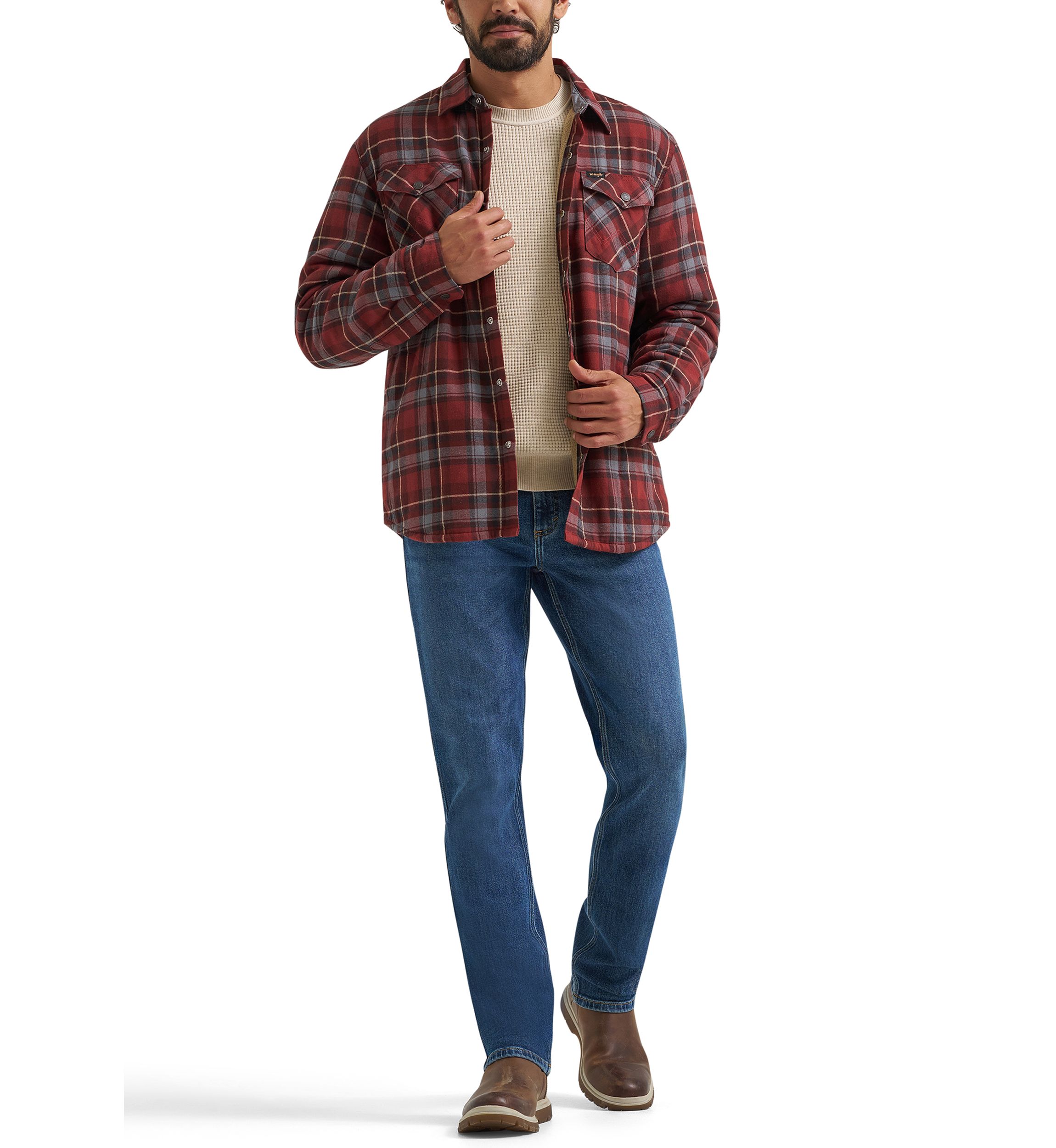 Mens Sherpa Lined Plaid Printed Shirt