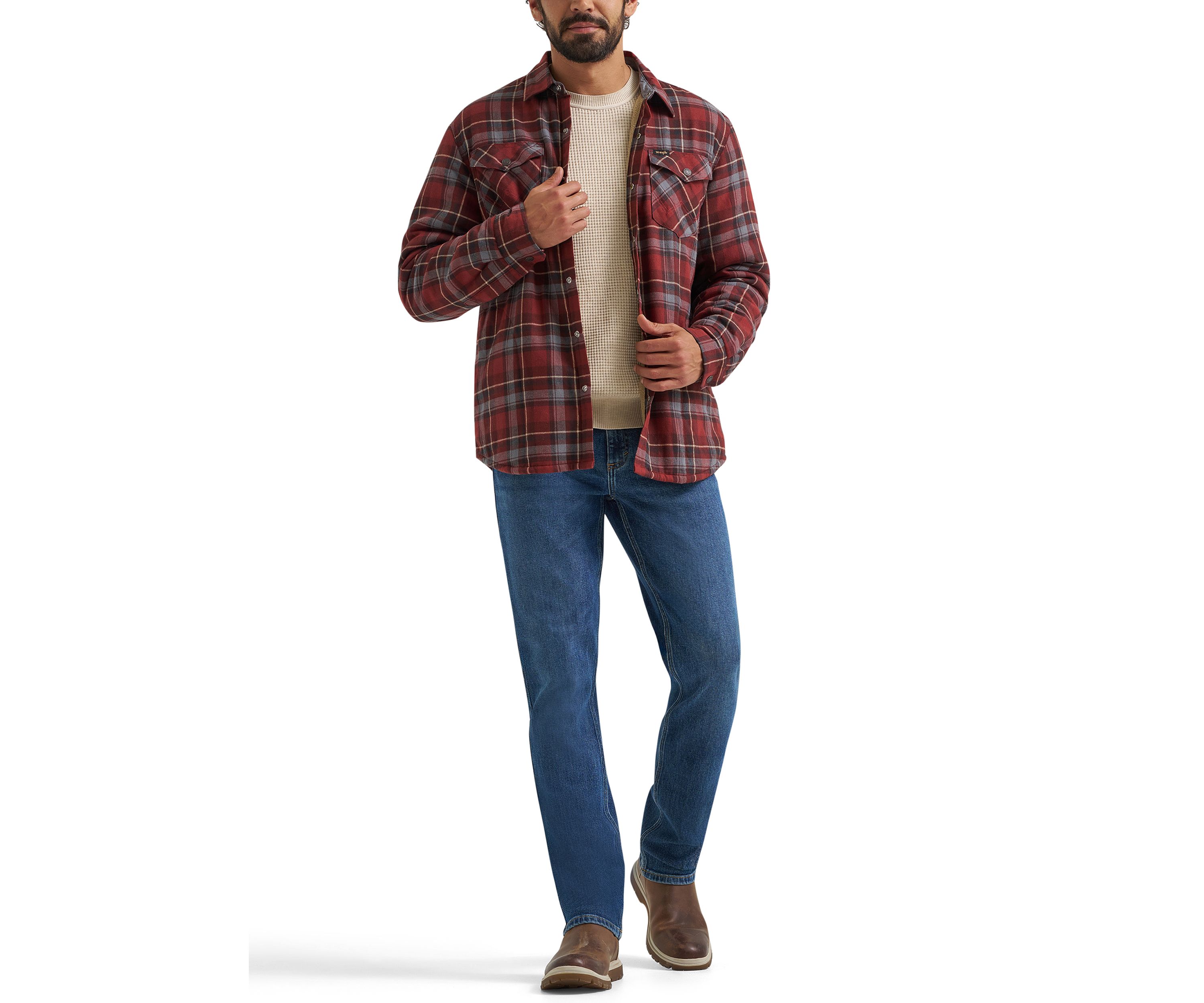 Mens Sherpa Lined Plaid Printed Shirt
