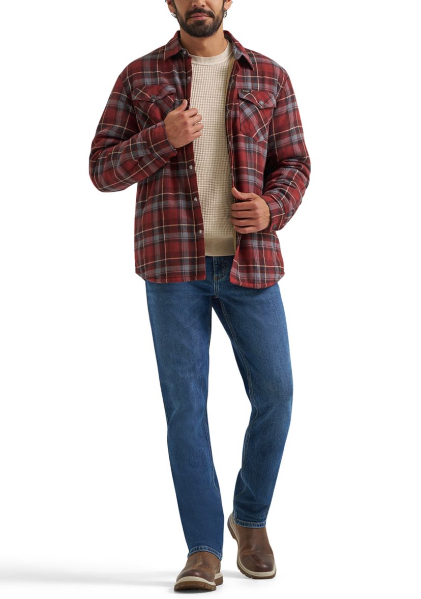 Mens Sherpa Lined Plaid Printed Shirt