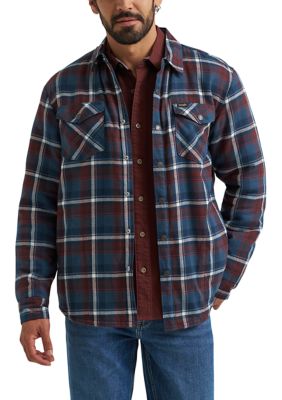 Wrangler Men's Sherpa Lined Plaid Printed Shirt, S Regular