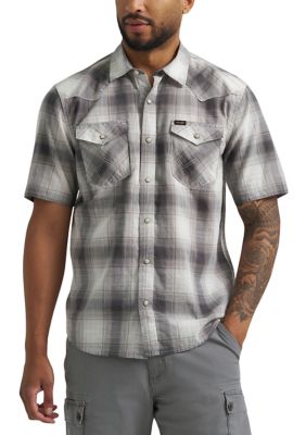 Wrangler Men's Short Sleeve Slub Paid Shirt