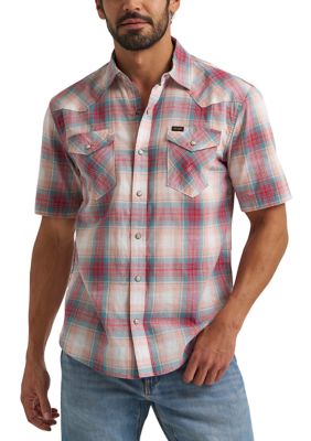 Wrangler Men's Short Sleeve Slub Plaid Shirt
