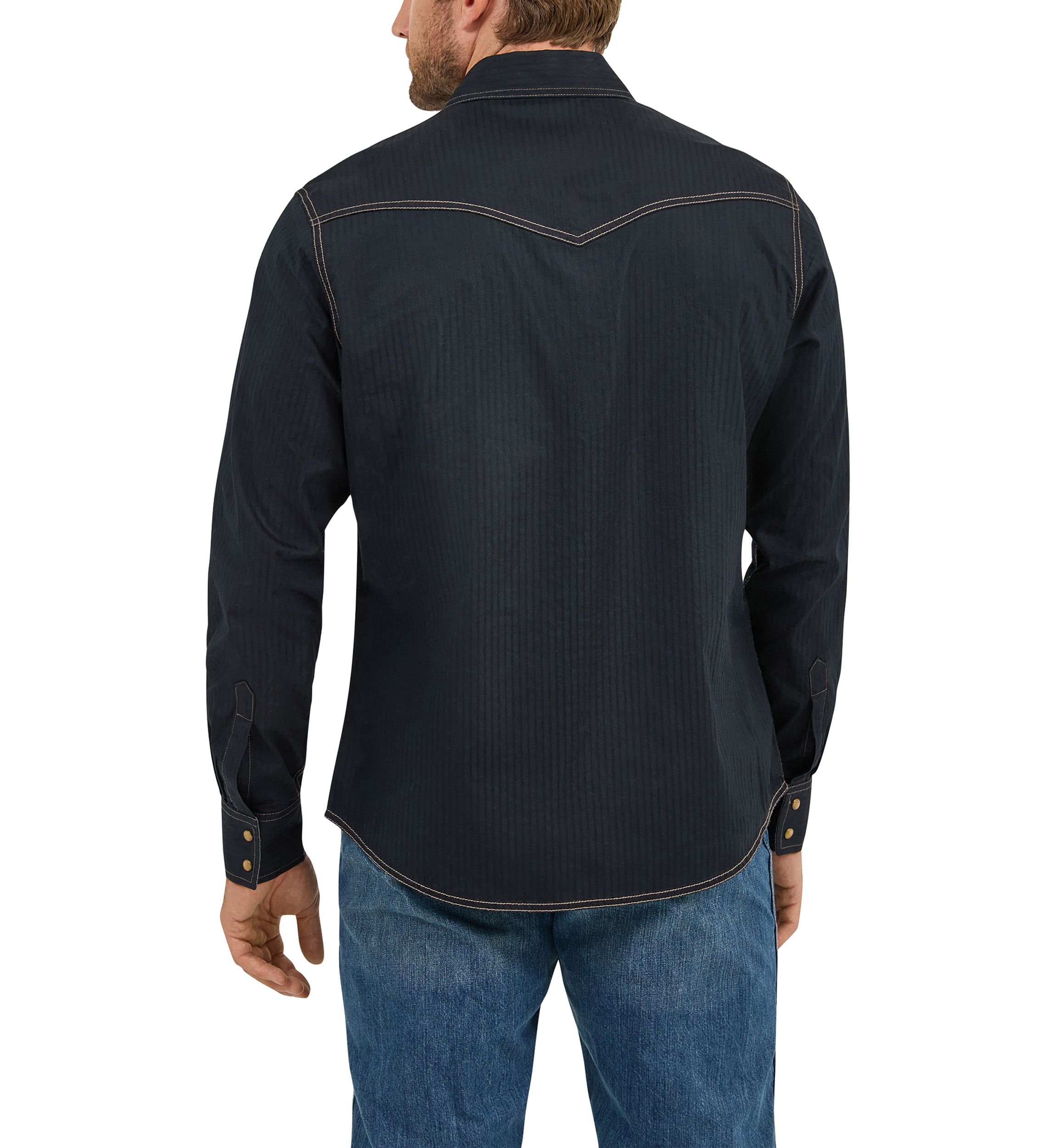 Mens Retro Long Sleeve Woven Western Shirt