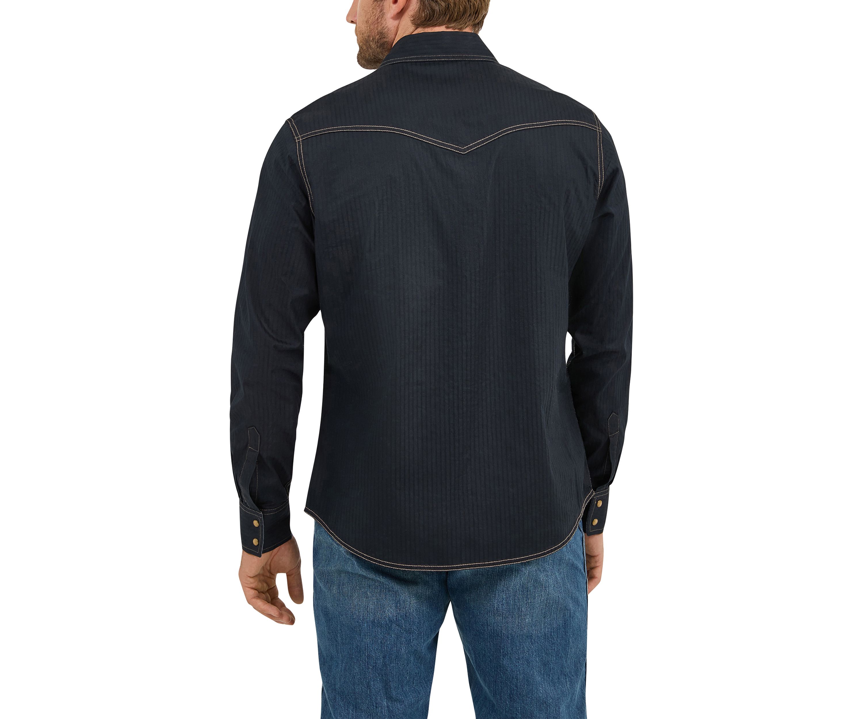 Mens Retro Long Sleeve Woven Western Shirt