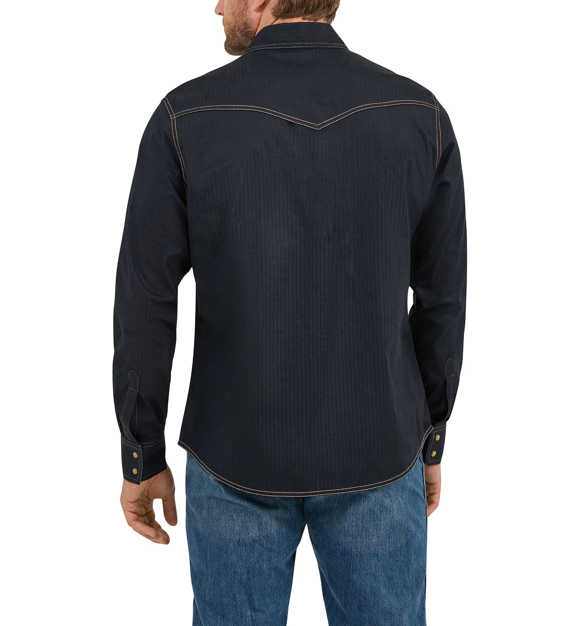 Mens Retro Long Sleeve Woven Western Shirt