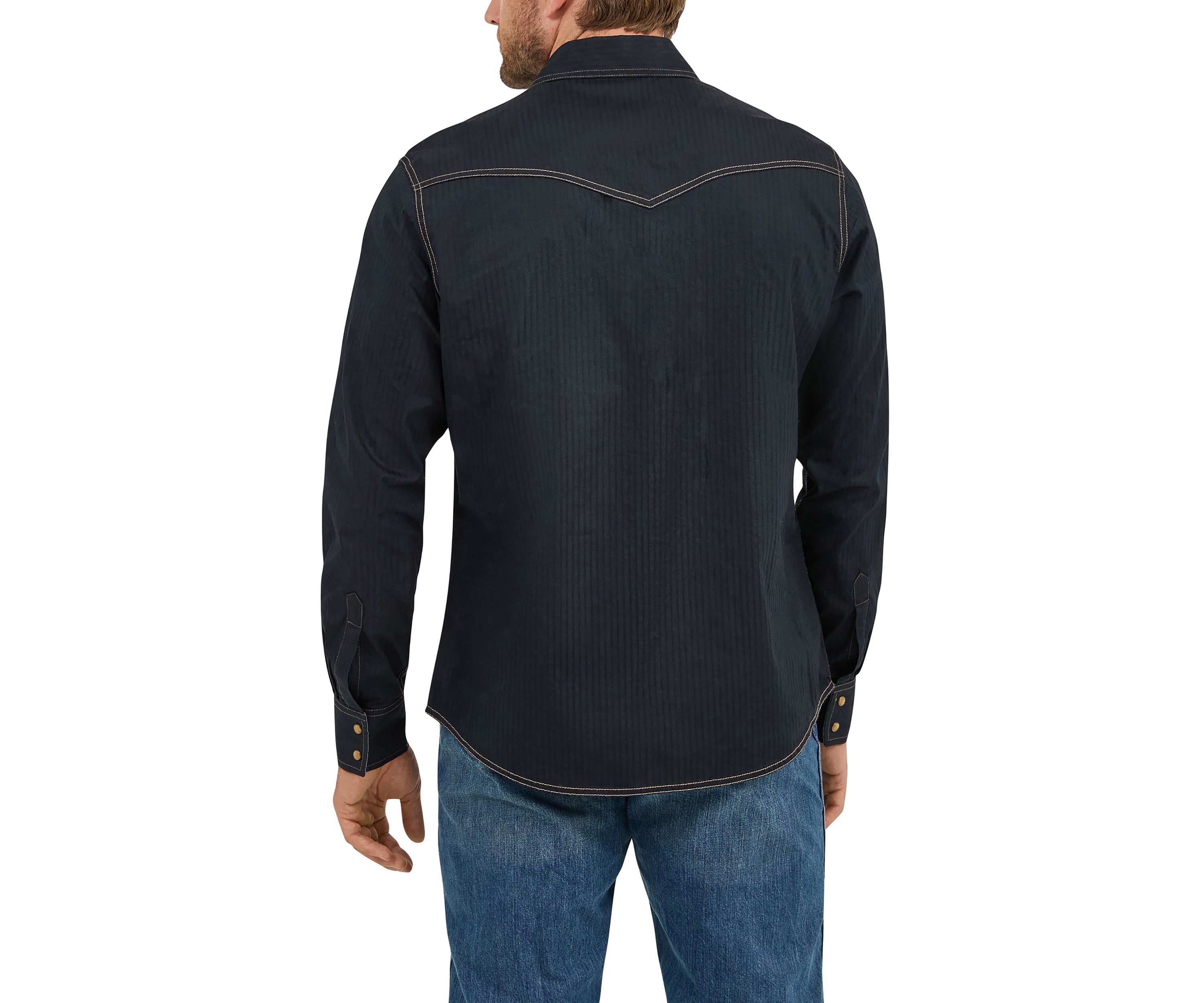 Mens Retro Long Sleeve Woven Western Shirt