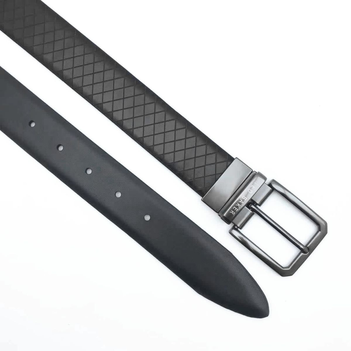 Brown Embossed Reversible Leather Belt