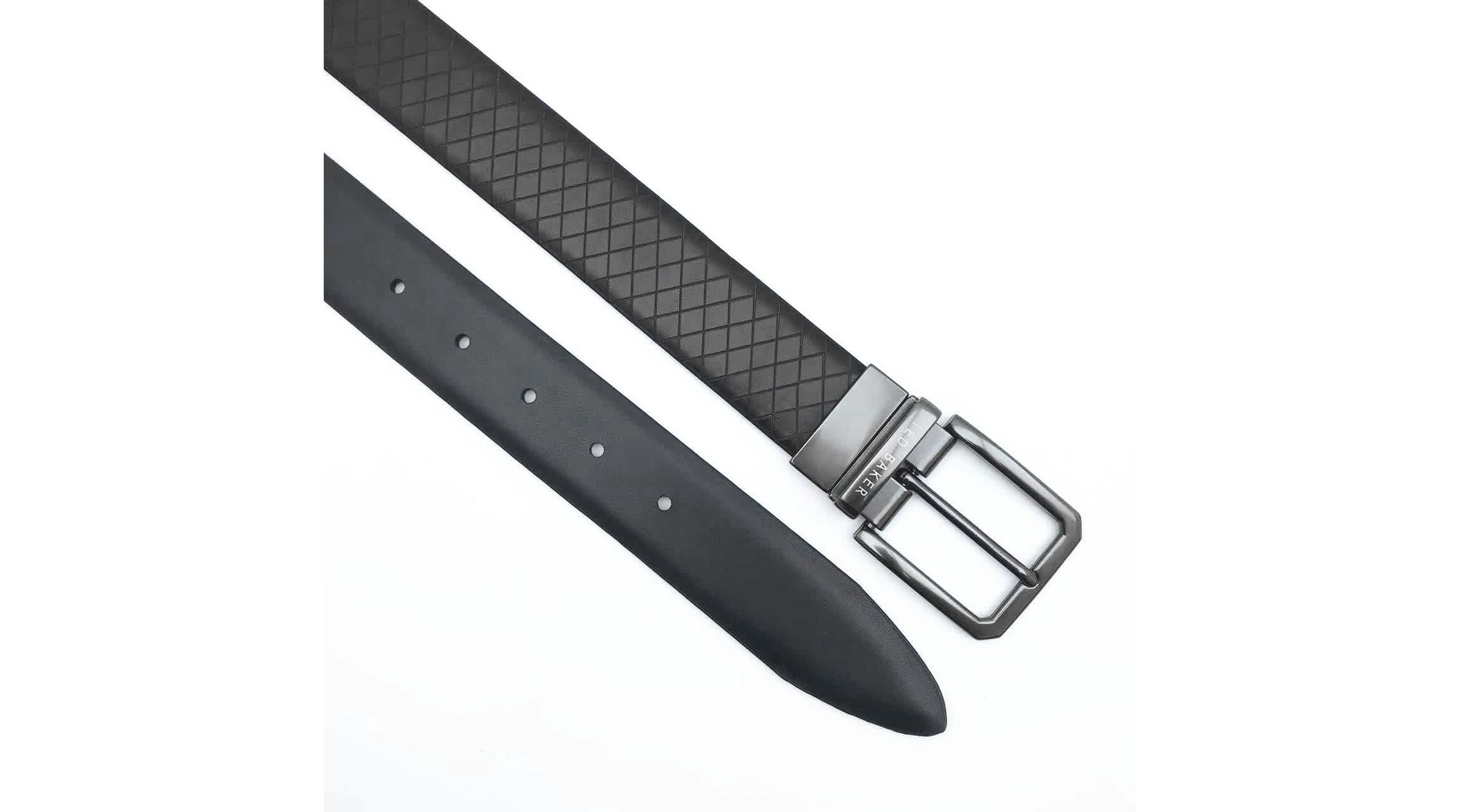 Brown Embossed Reversible Leather Belt