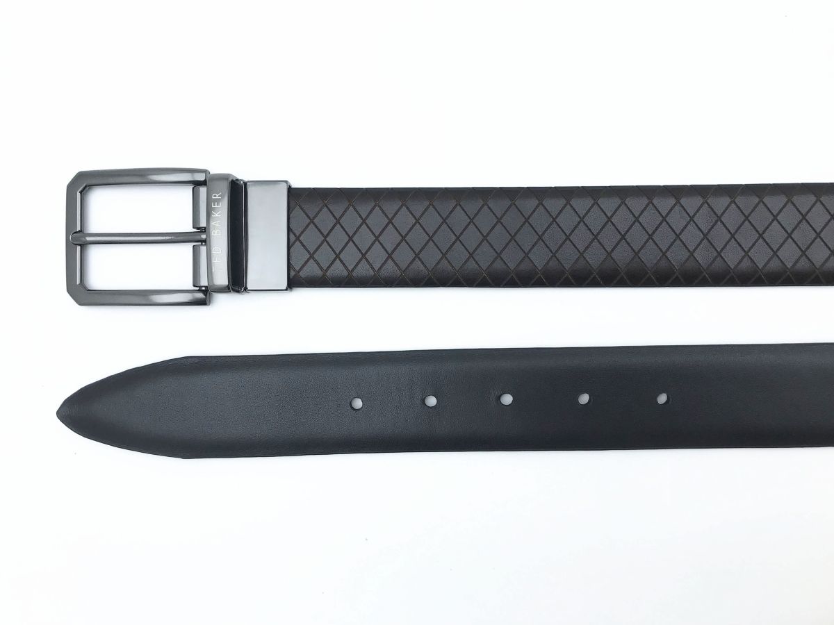 Brown Embossed Reversible Leather Belt