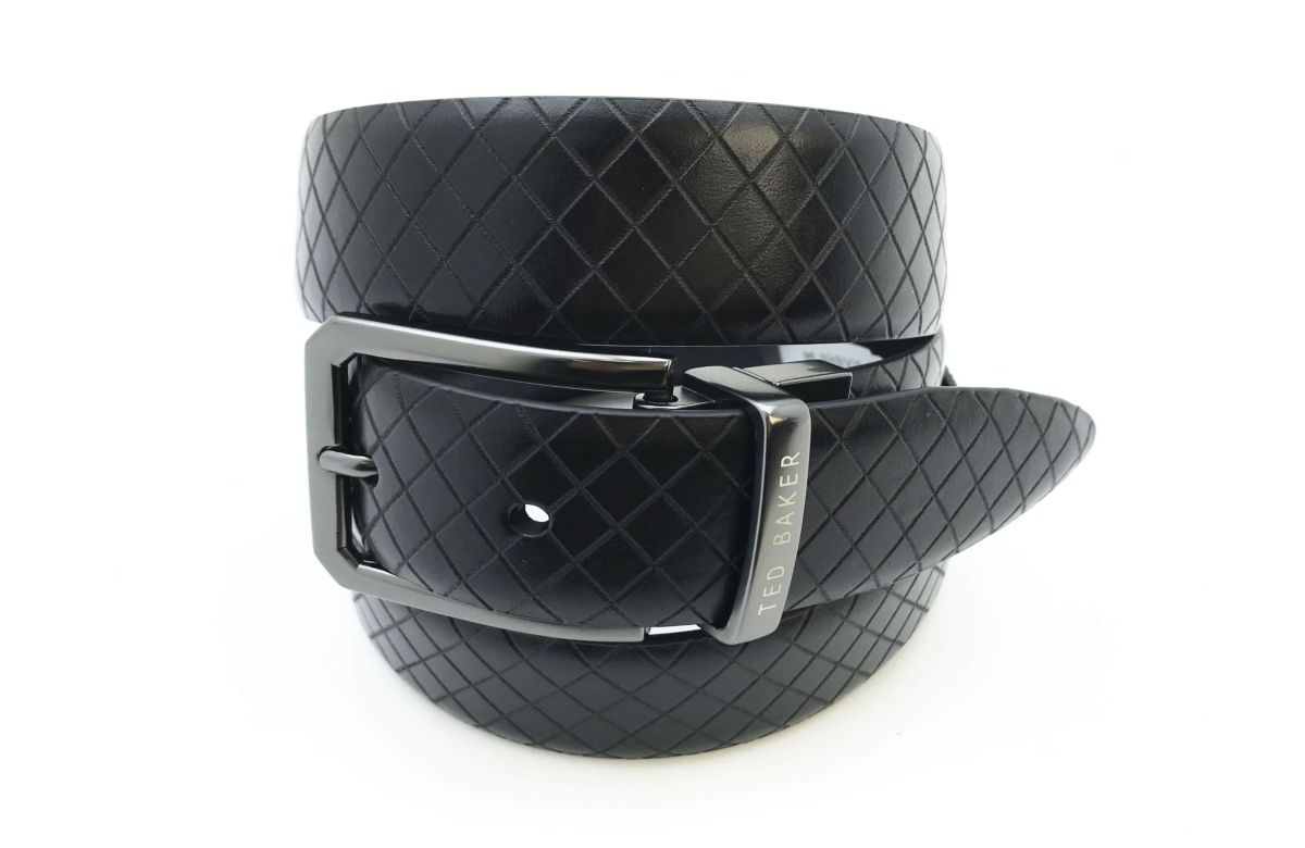 Brown Embossed Reversible Leather Belt