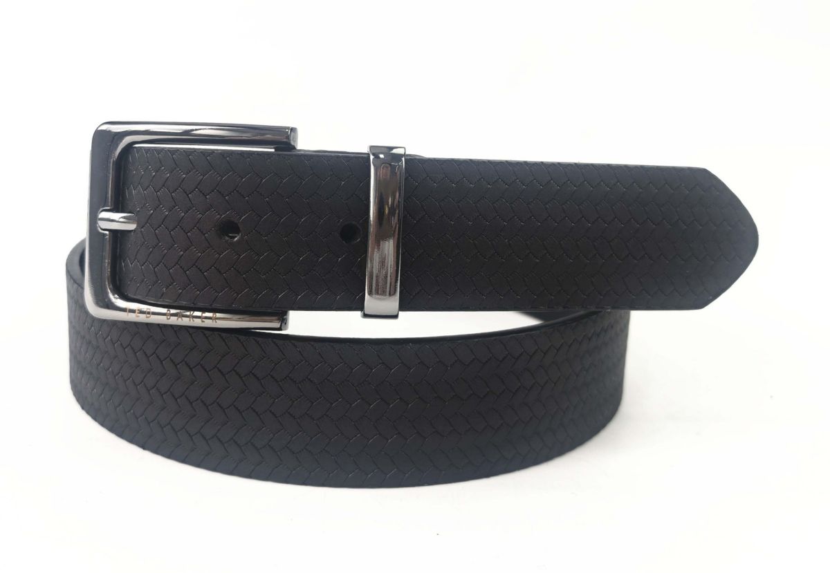 Black Embossed Leather Belt