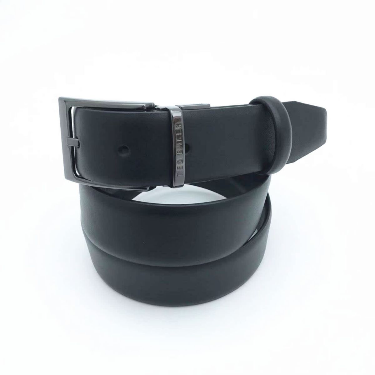 Reversible Black Logo Inside Double Loop Leather Belt