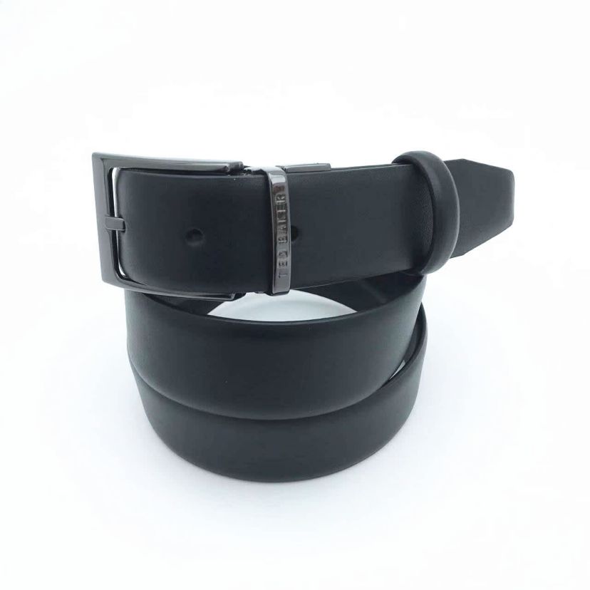 Reversible Black Logo Inside Double Loop Leather Belt