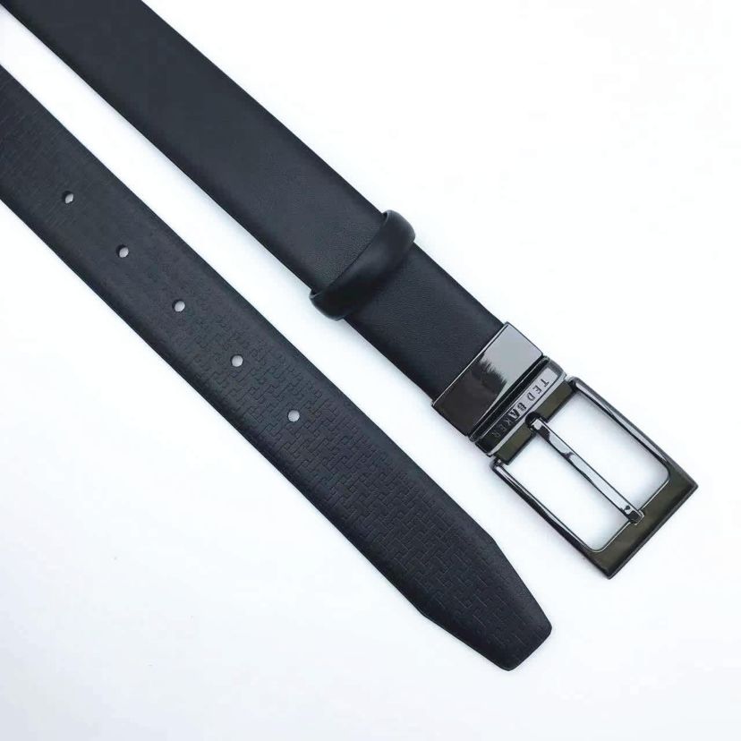 Reversible Black Logo Inside Double Loop Leather Belt