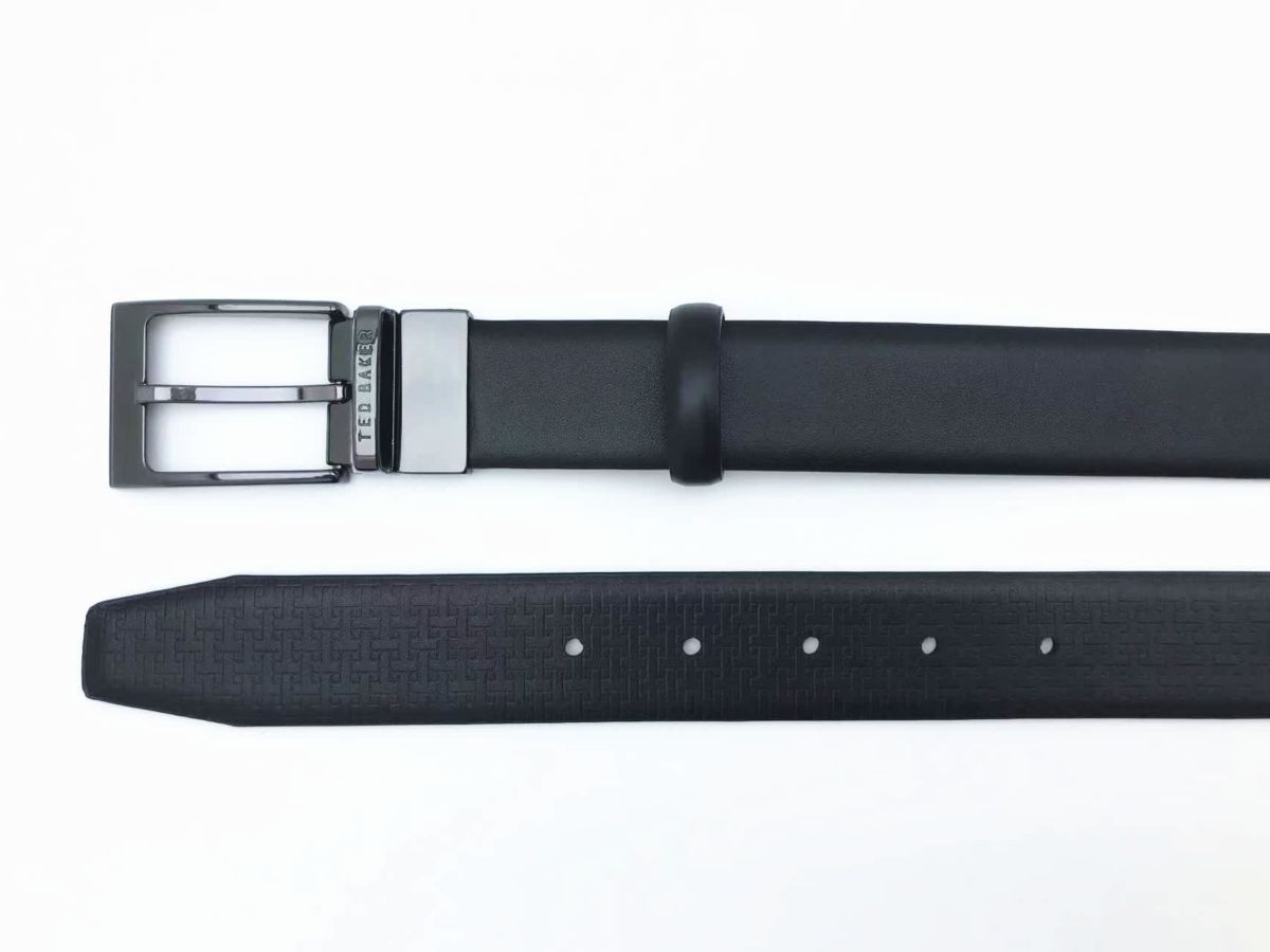 Reversible Black Logo Inside Double Loop Leather Belt