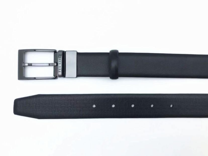 Reversible Black Logo Inside Double Loop Leather Belt