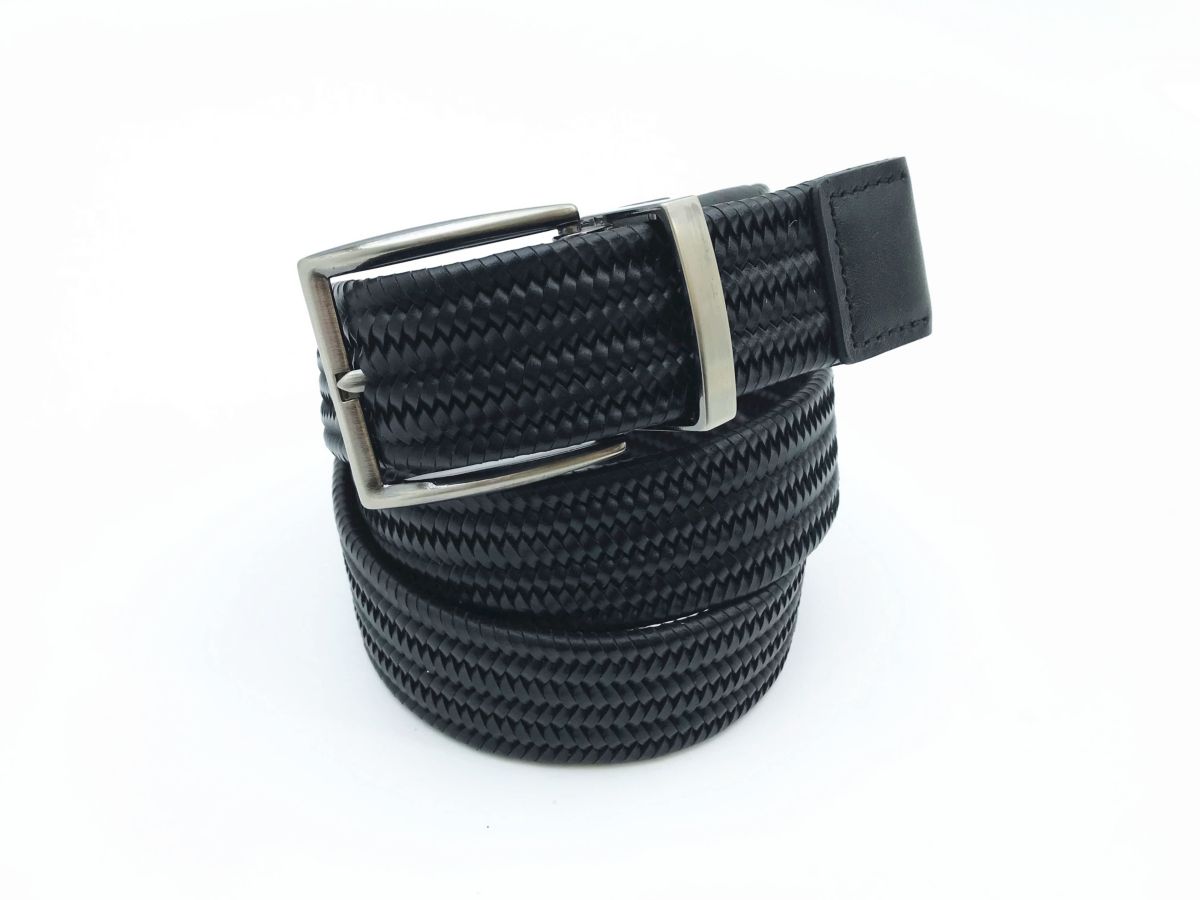 Reversible Black Logo Inside Double Loop Leather Belt