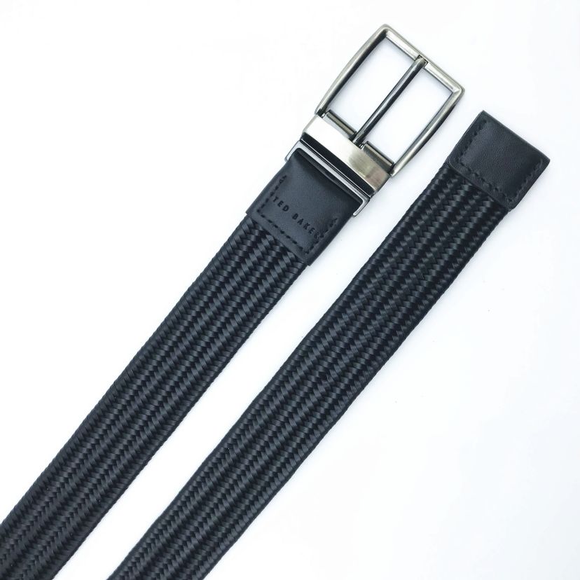Reversible Black Logo Inside Double Loop Leather Belt