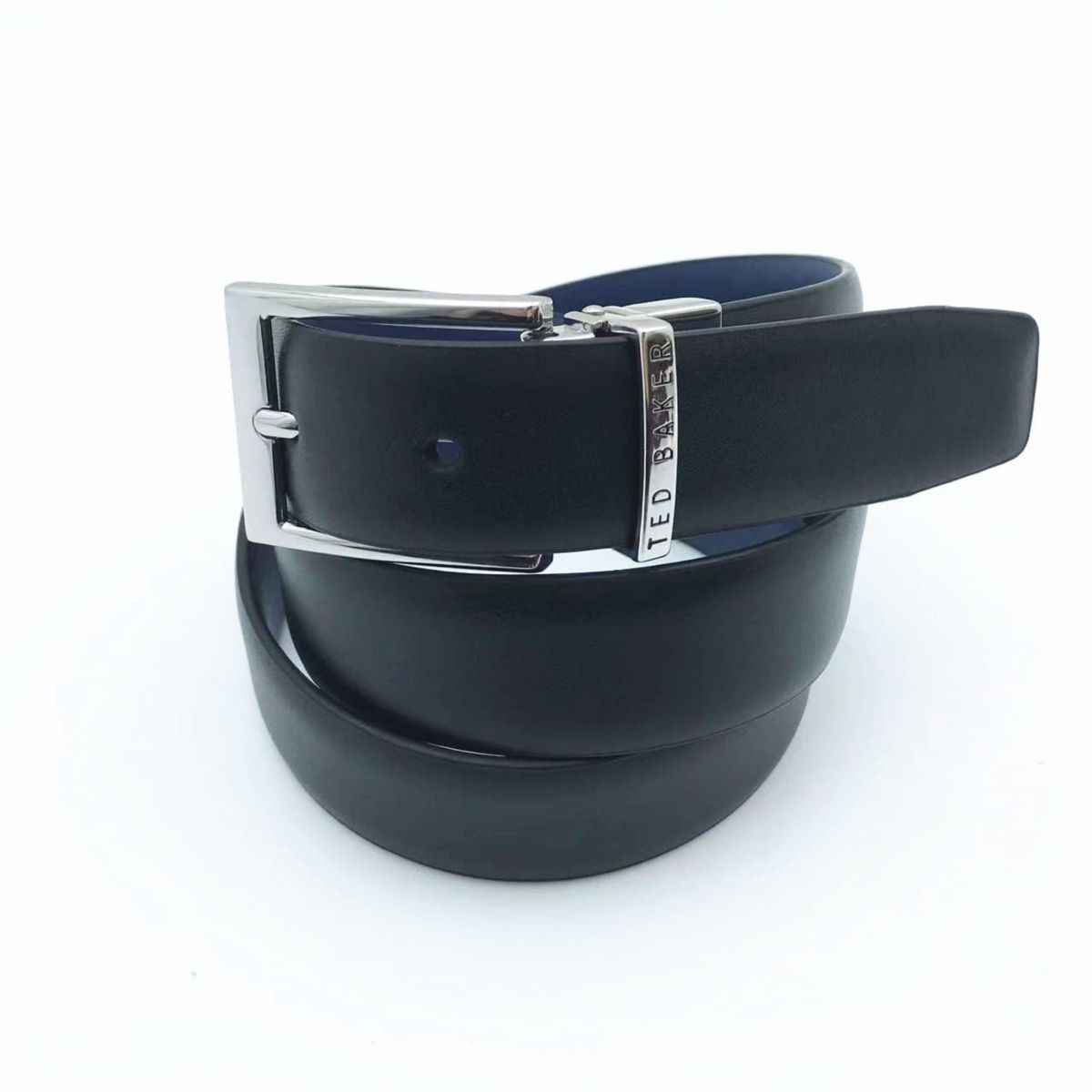 Black Reversible to Blue Leather Belt