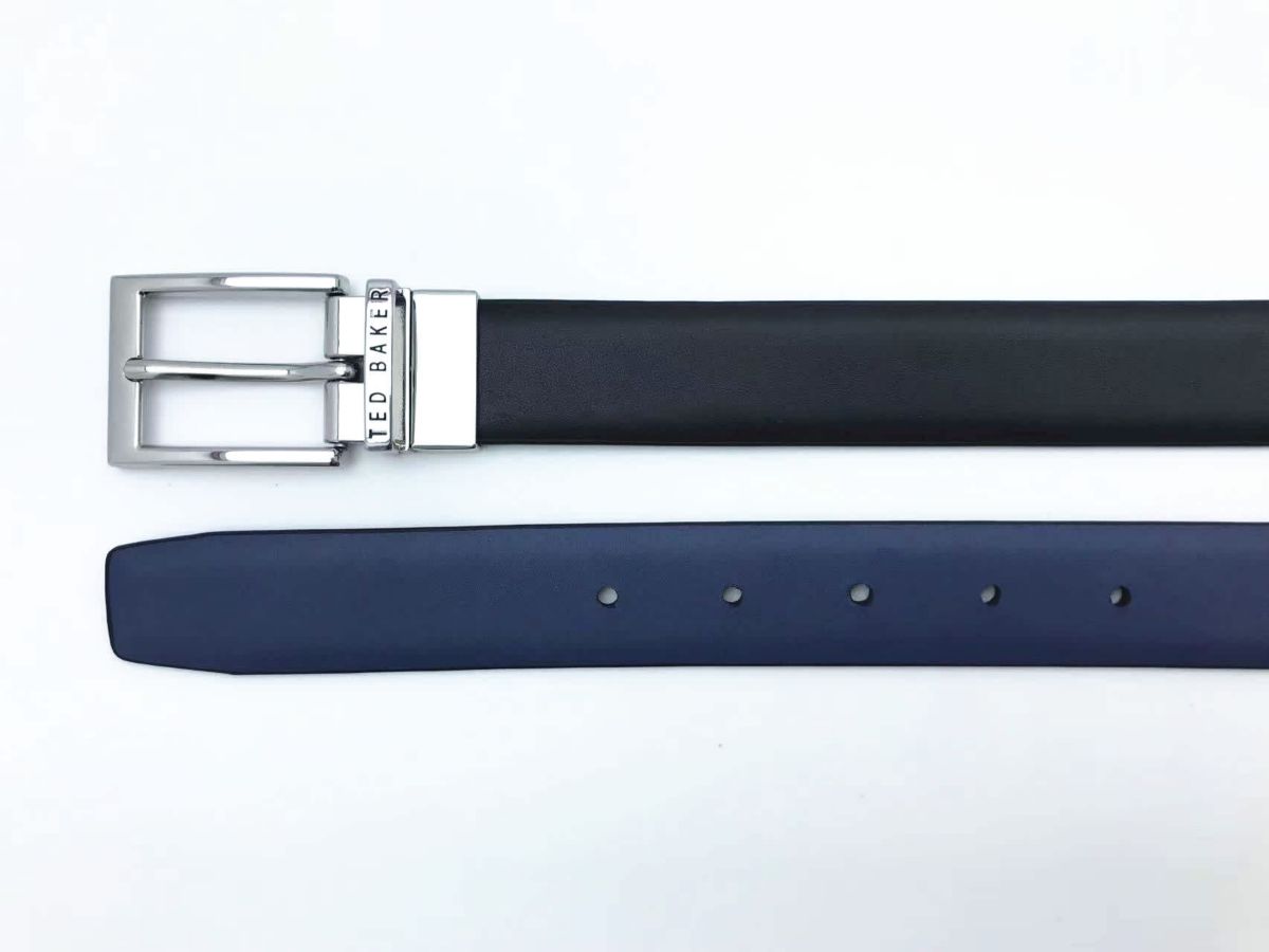 Black Reversible to Blue Leather Belt