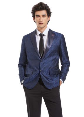 Lucky Brand Mens Paisley Dinner Jacket Blue 48 Regular