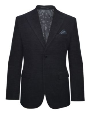 Lucky Brand Mens Navy Peak Lapel Brushed Cotton Black 46 Regular