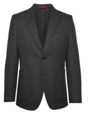 Lucky Brand Mens Navy Solid Sport Coat Black 46 Long