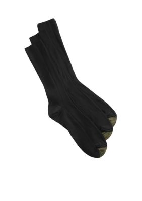 Gold Toe Men's 3-Pack Metropolitan Dress Socks, Black, M (10-13)