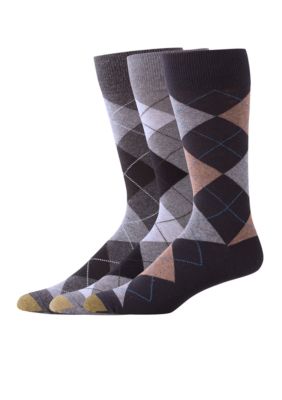 Gold Toe Men's Set of 3 Carlyle Argyle Socks
