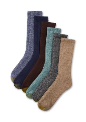 Gold Toe Men's 6 Pack of Cotton Crew Socks, 10 - 13