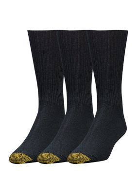 Gold Toe Men's 3-Pack Fluffie Acrylic Socks, Black, M (10-13)