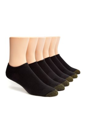 Gold Toe Men's 6-Pack No Show Athletic Socks, Black, M (10-13)