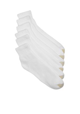 Gold Toe Men's Big & Tall 6-pack Quarter Athletic Socks, White, L (13-16)