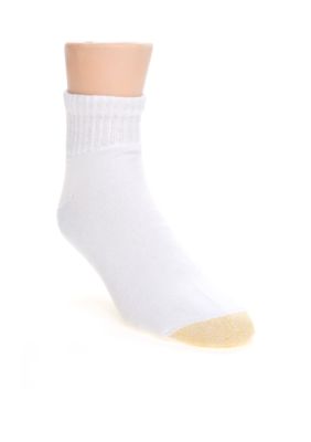 Gold Toe Men's 6-Pack Quarter Athletic Socks, White, M (10-13)