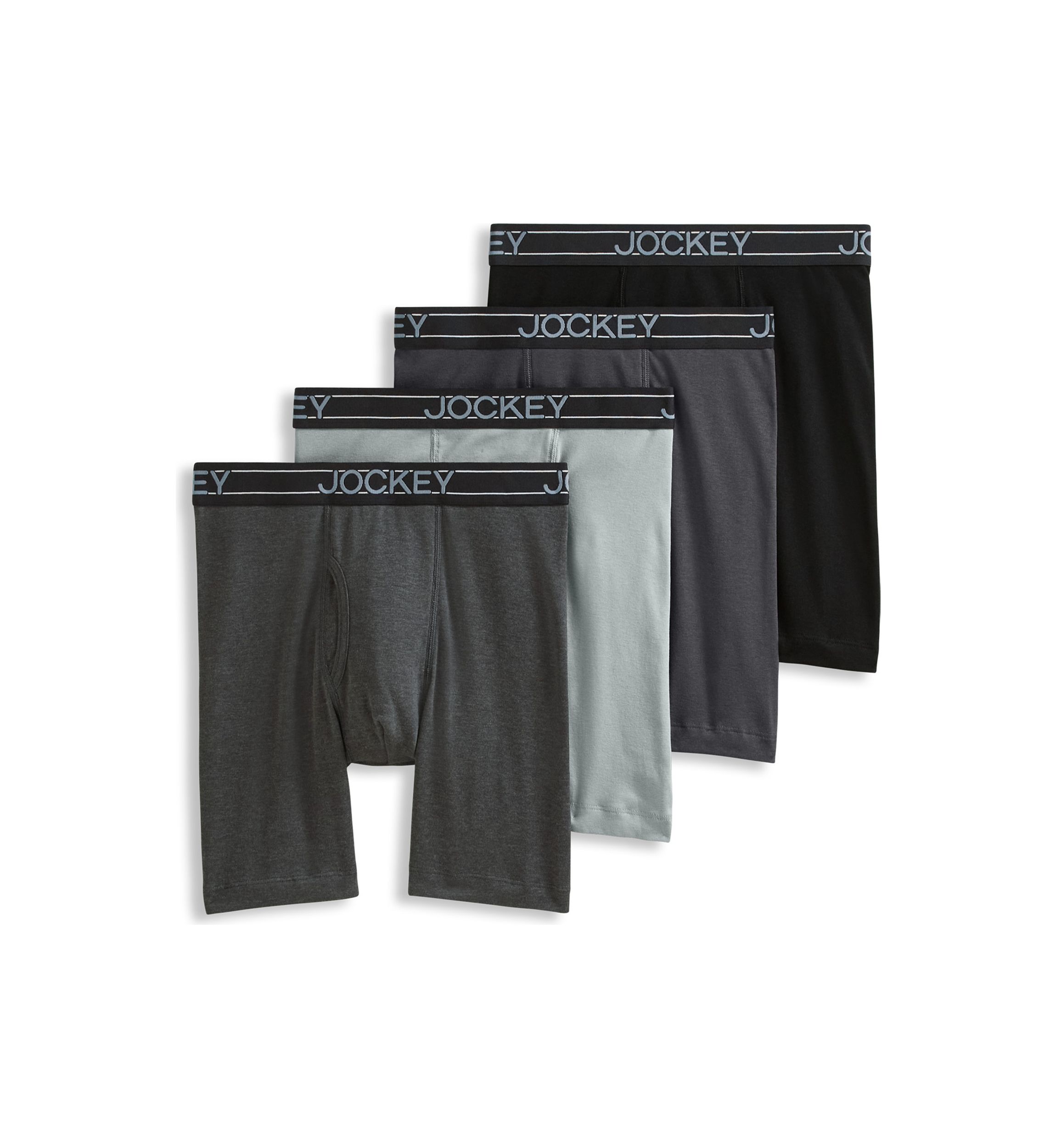 Everyday Casual Cotton Blend 7" Long Leg Boxer Briefs - 4 Pack