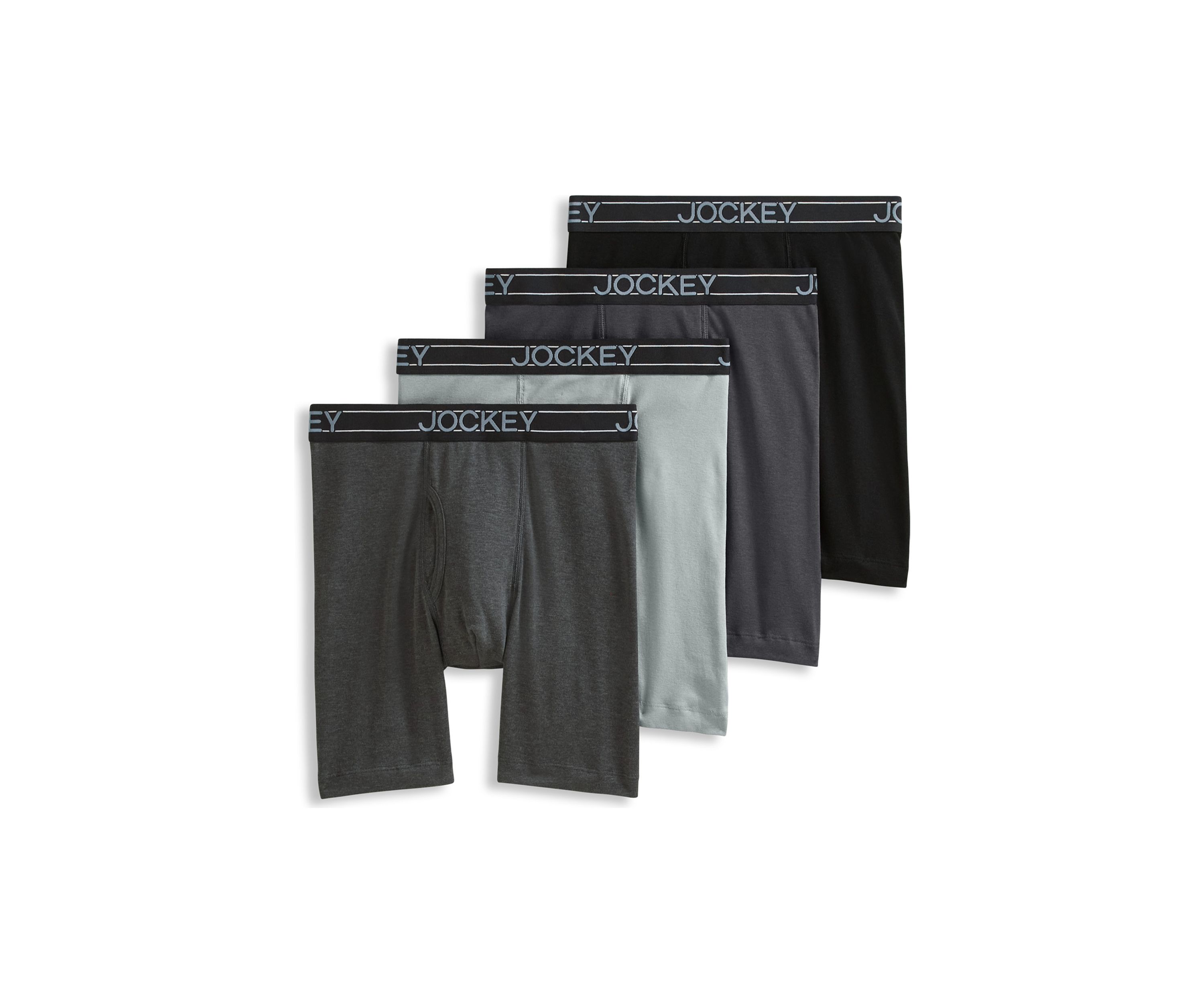 Everyday Casual Cotton Blend 7" Long Leg Boxer Briefs - 4 Pack