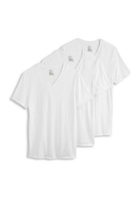 Jockey Men's Cotton Stretch V- Neck T-Shirt - 3 Pack, White, 2XL