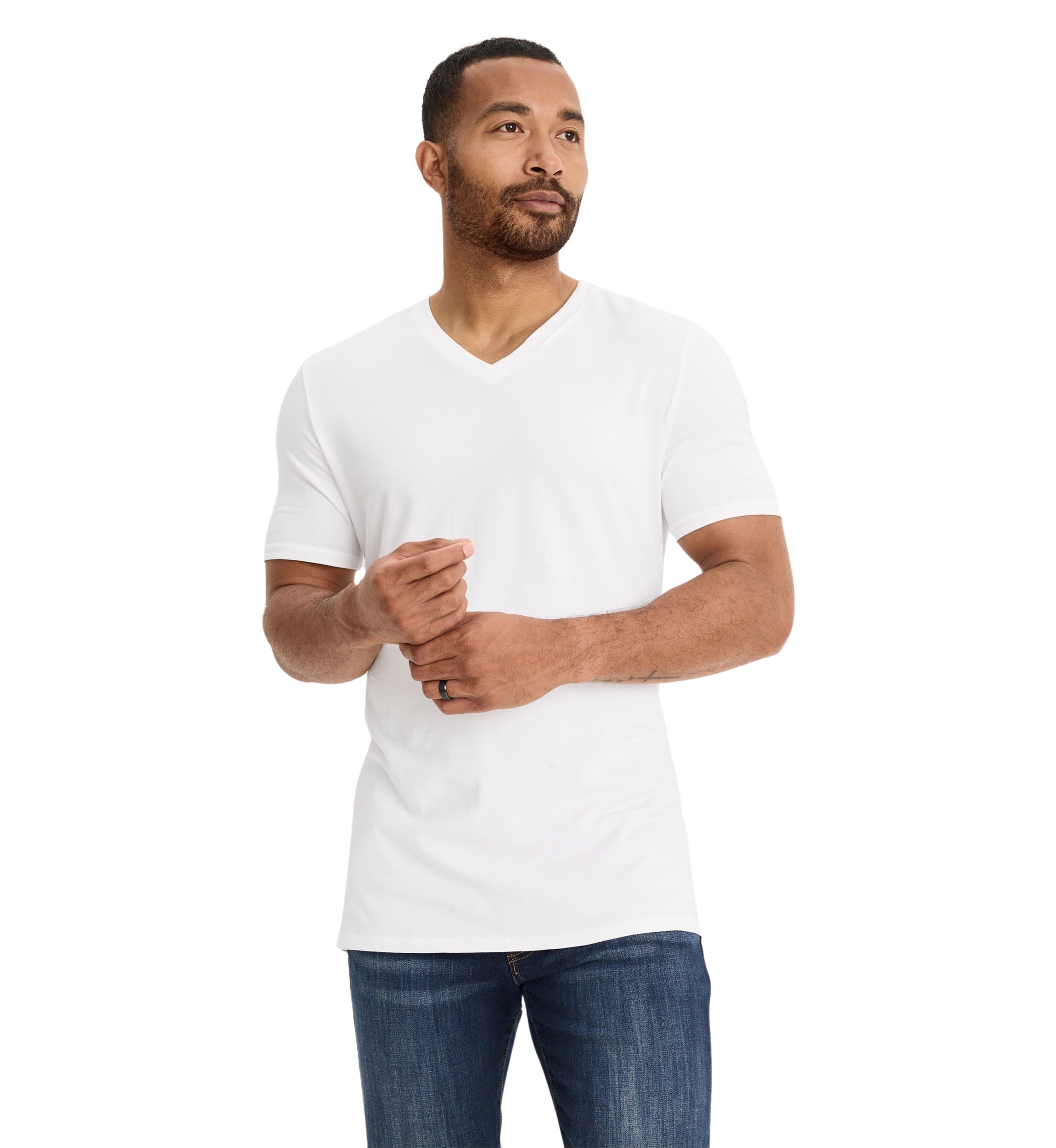 Cotton Stretch V- Neck T-Shirt - 3 Pack