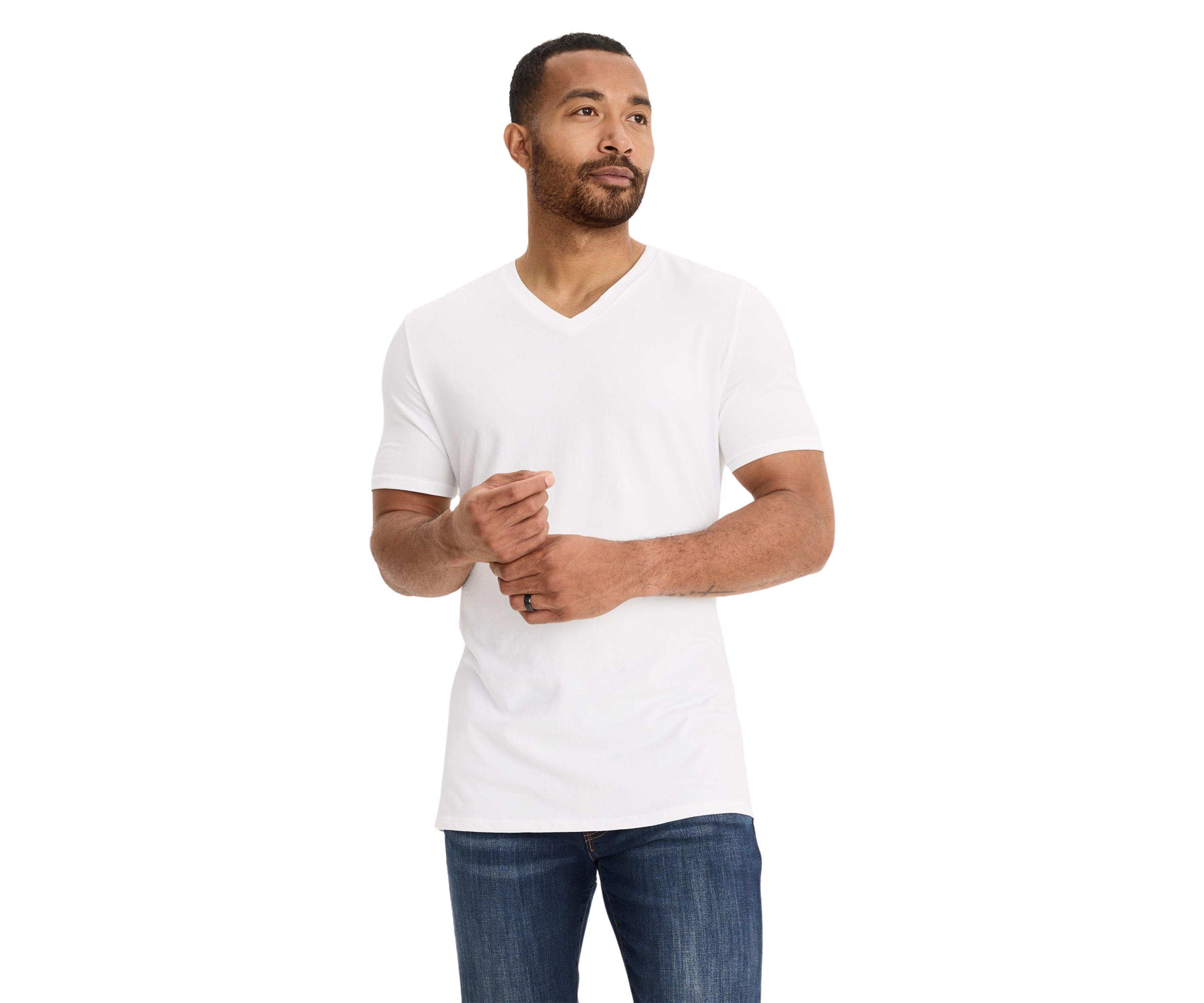 Cotton Stretch V- Neck T-Shirt - 3 Pack