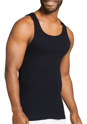Jockey Men's Cotton A-Shirt Tank Top - 4 Pack, Black, Large