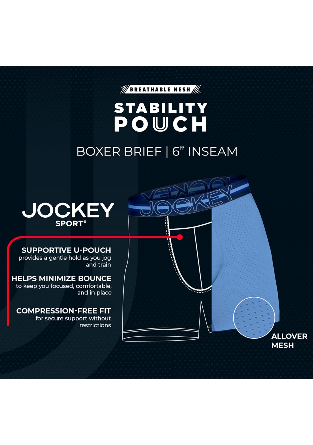 Stability Pouch Microfiber Stretch 6" Boxer Brief - 3 Pack