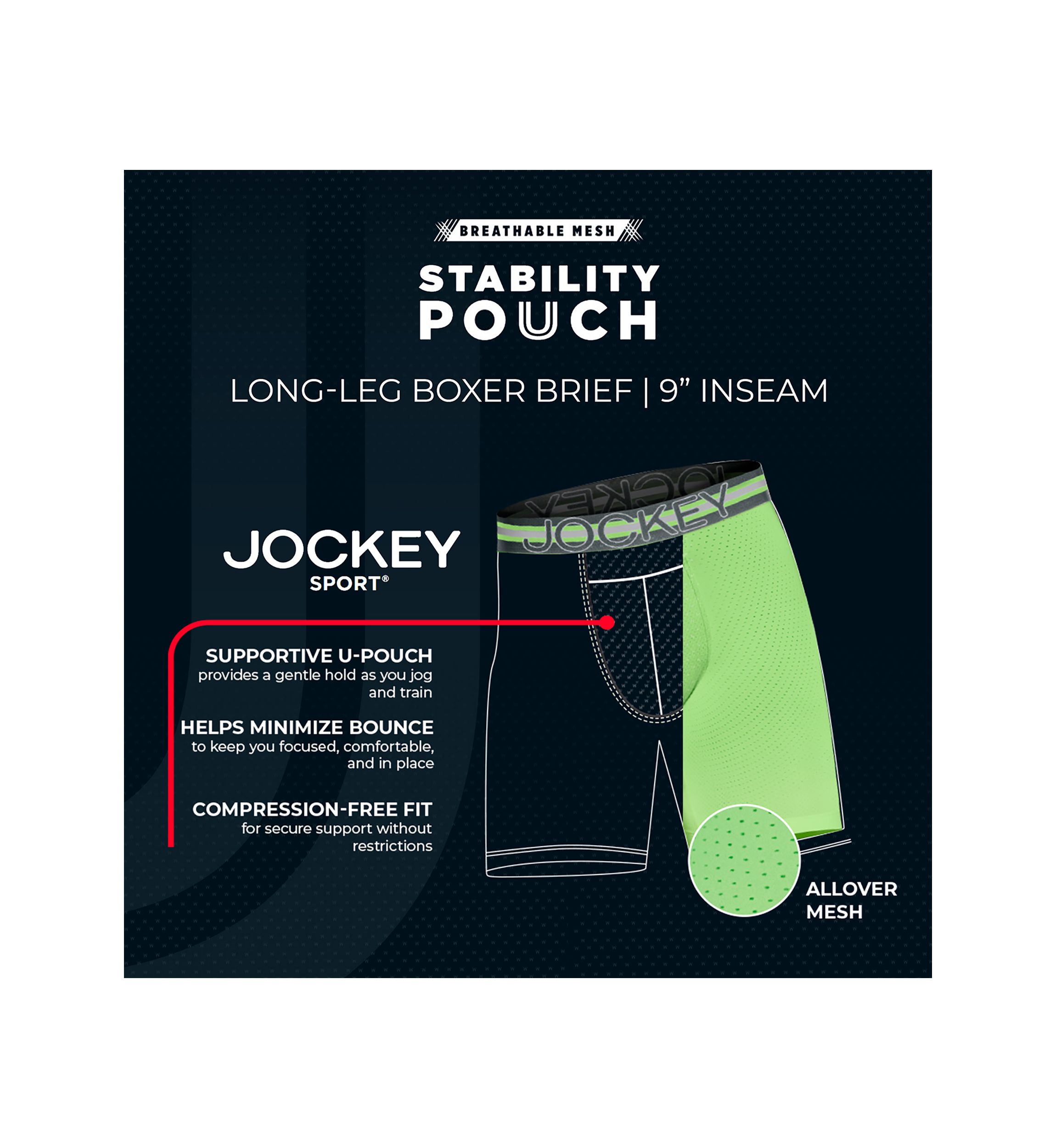 Stability Pouch Microfiber Stretch 9" Long Leg Boxer Briefs - 3 Pack