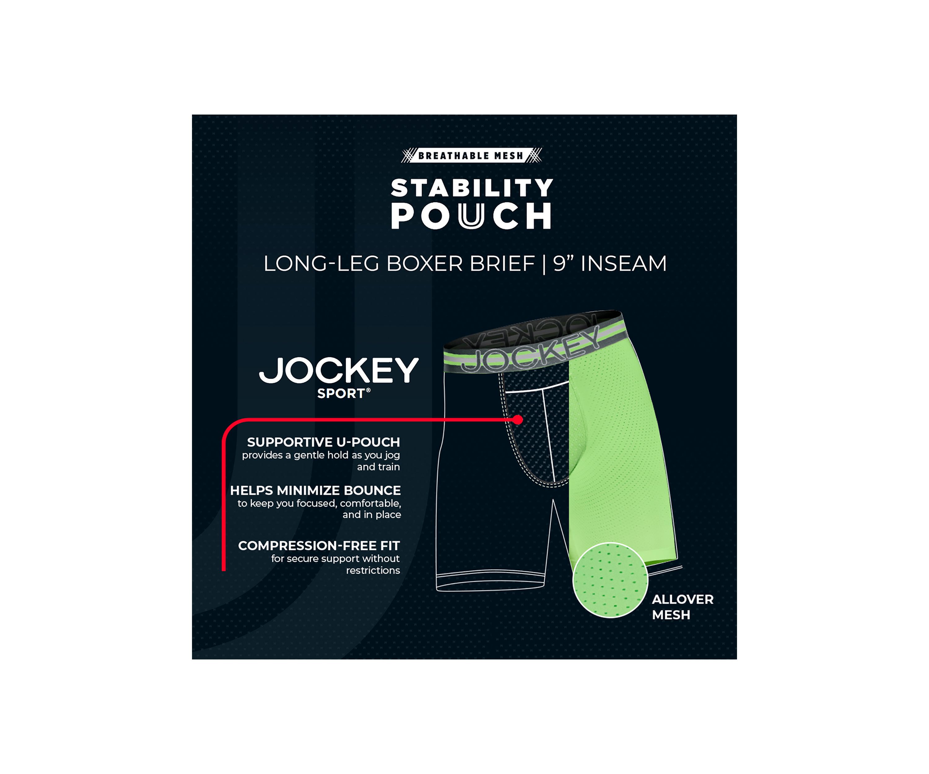 Stability Pouch Microfiber Stretch 9" Long Leg Boxer Briefs - 3 Pack