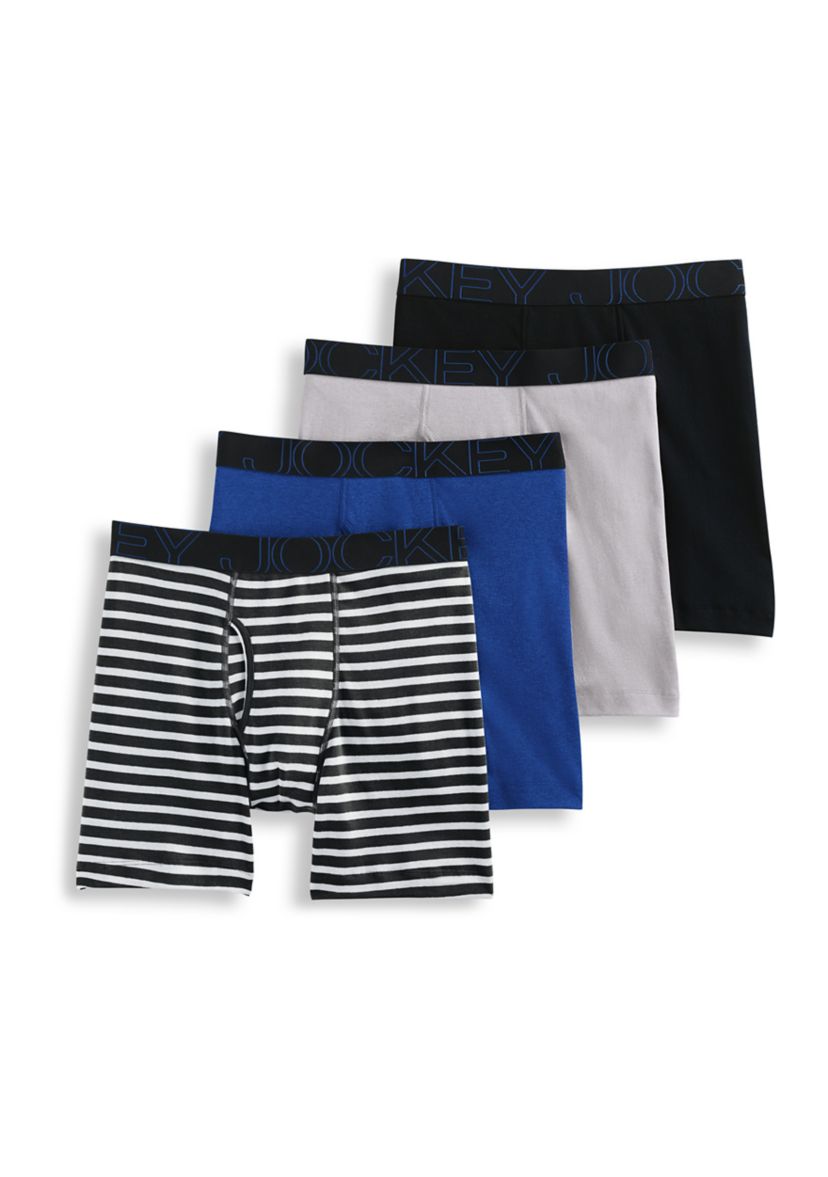 Everyday Casual Cotton Blend 7" Long Leg Boxer Briefs - 4 Pack