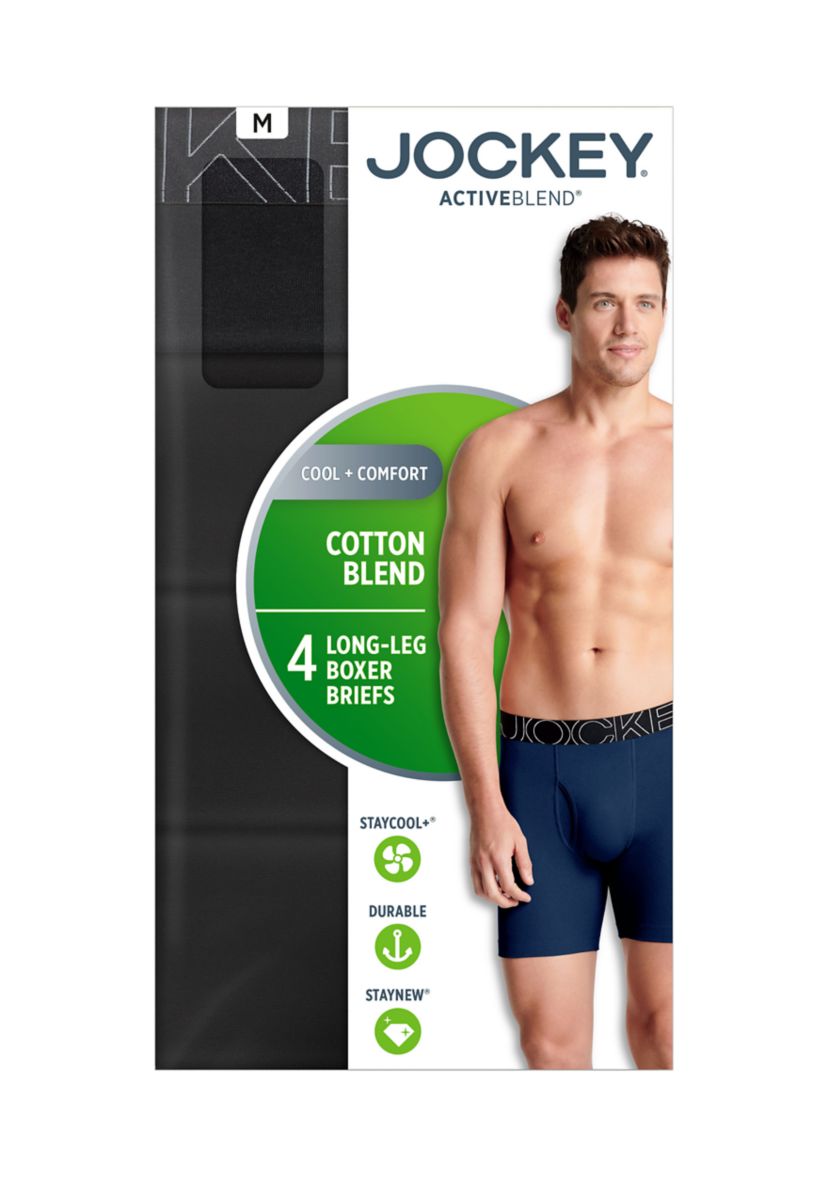 Everyday Casual Cotton Blend 7" Long Leg Boxer Briefs - 4 Pack