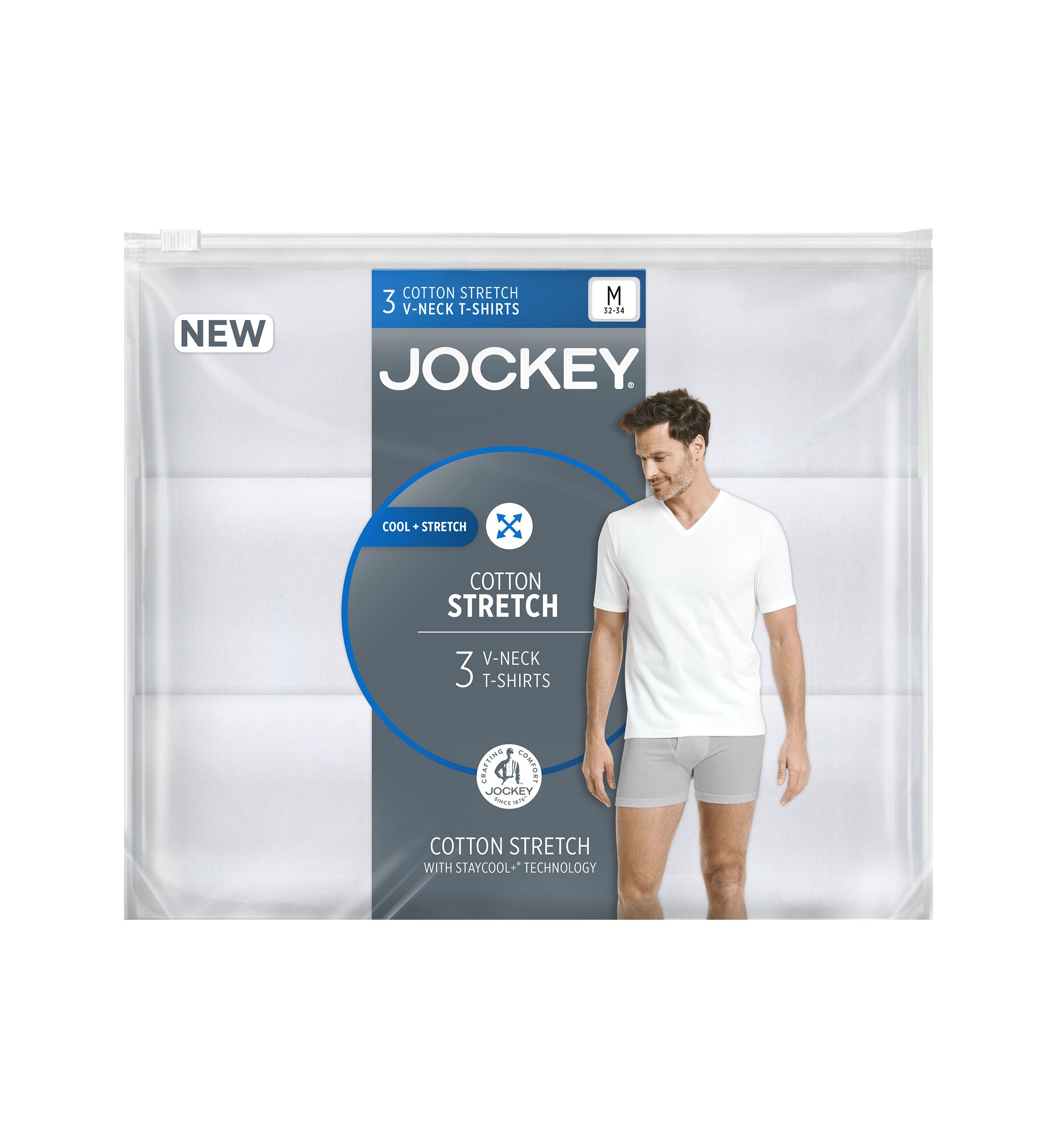 Cotton Stretch V-Neck T-Shirt - 3 Pack